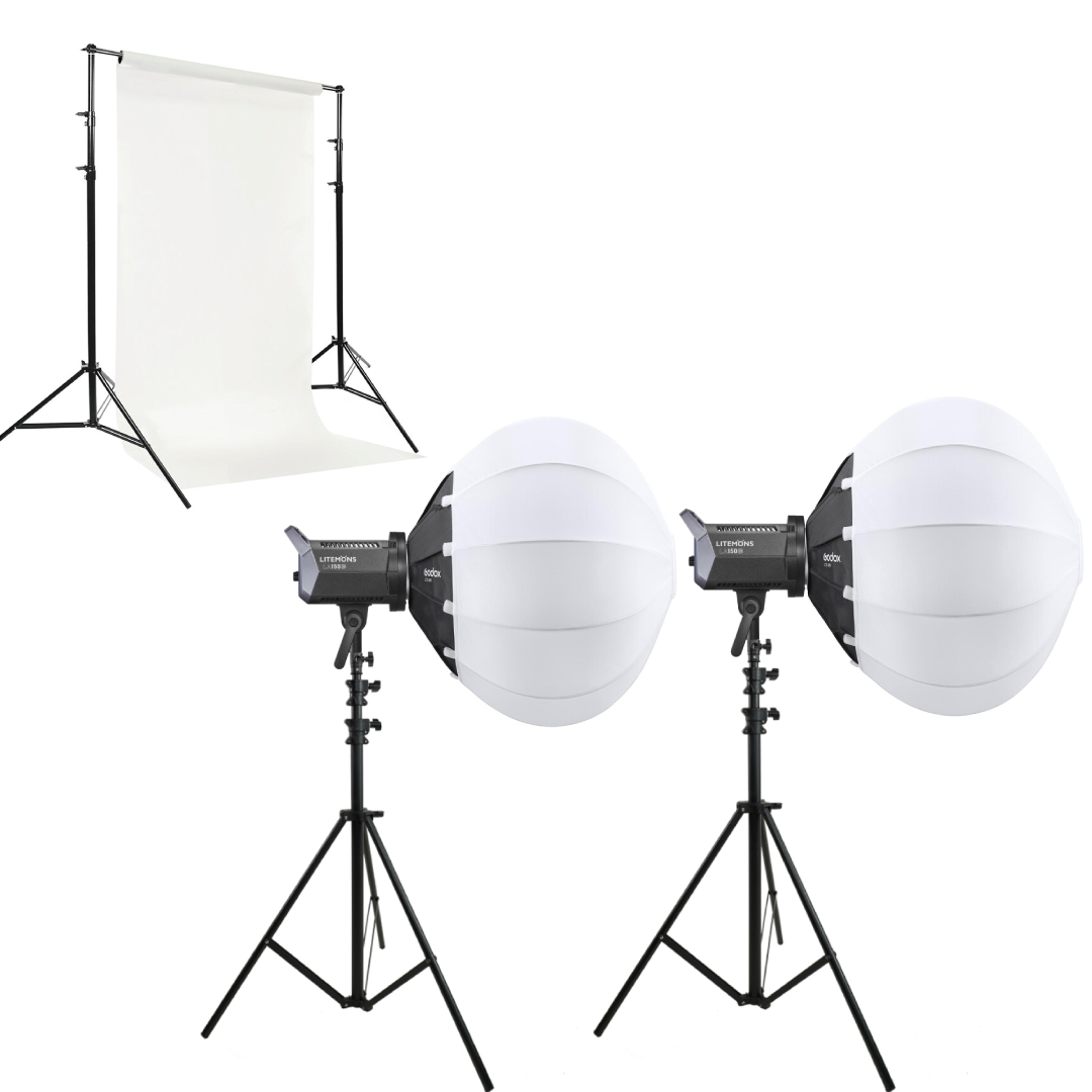 Bộ thiết bị đèn livestream cao cấp Godox 300w (2800K-6500K) kèm phong giấy nền